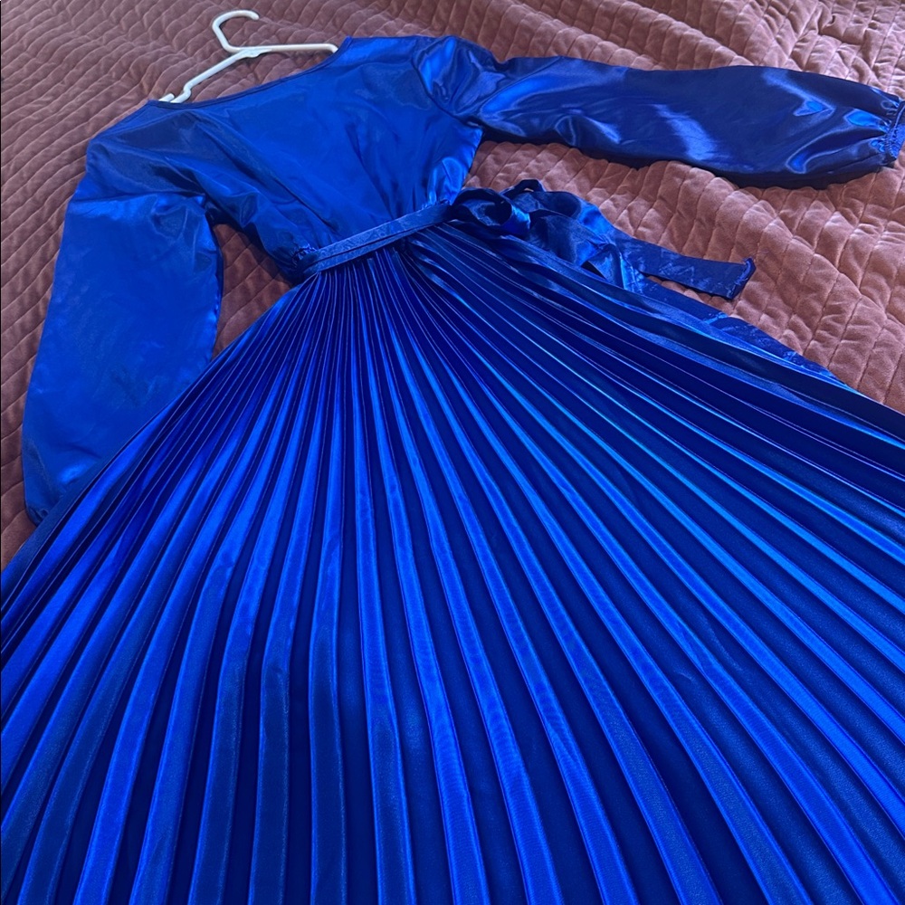 Elegant Blue Satin Dress